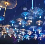 Fiber Optic Jellyfish Light - RGB Color-Changing Pendant Light for Wedding/Bar/Garden Decor - Image 3